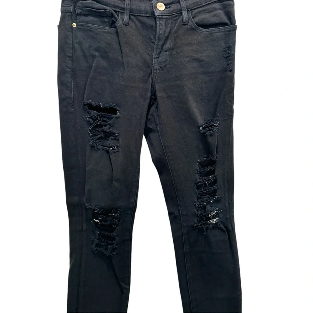 Frame Le Color Ripped Black Skinny‎ Jean | 24 - Picture 6 of 12